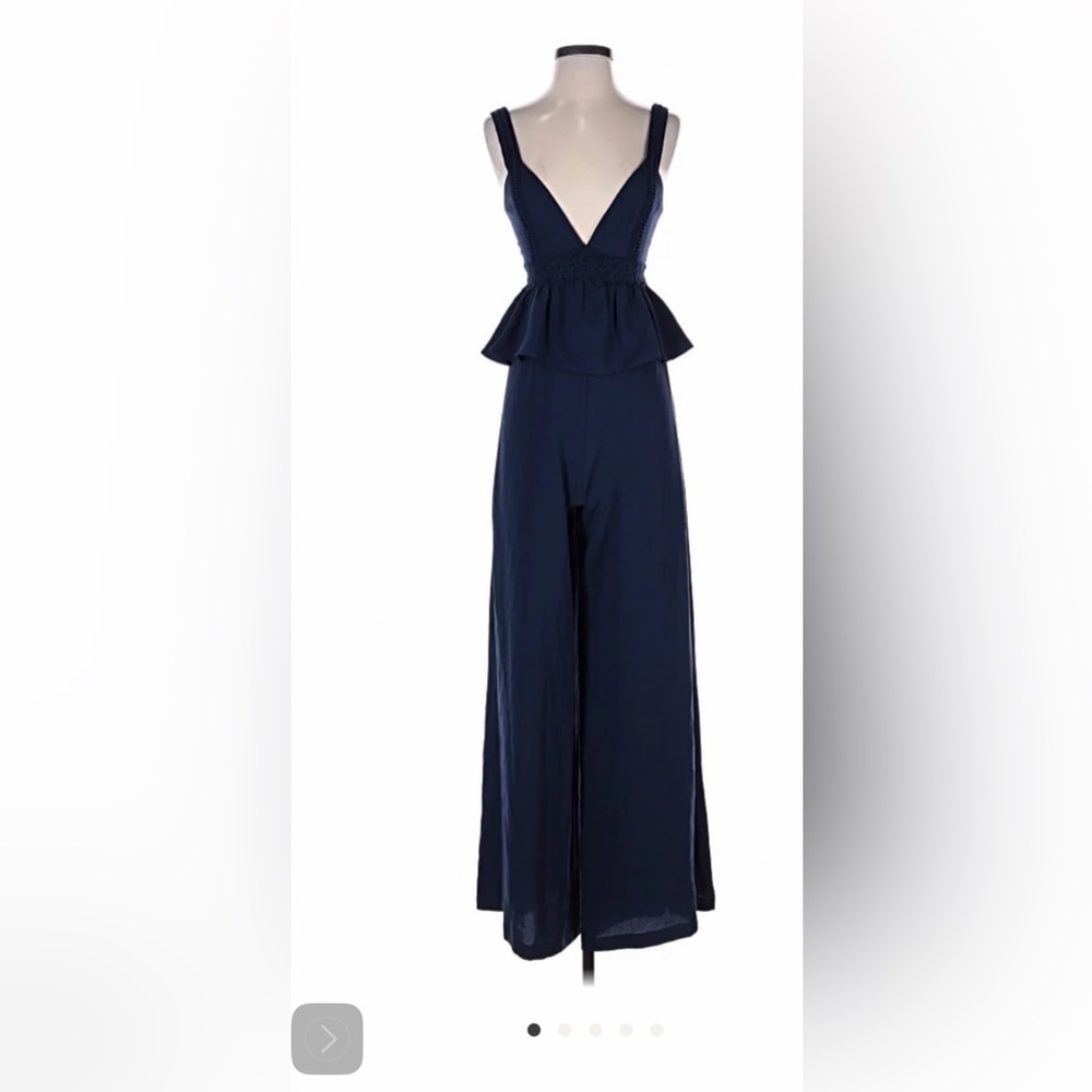 BCBGMaxAzria Dark Blue Strapless Jumpsuit